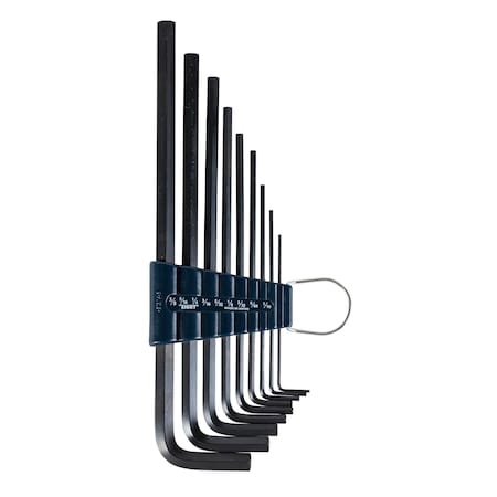 Eight Tool HEX KEY L-HANDLE EXTRA LONG SET, 9PC 1/16-3/8INCH BLK 014-S9Z
